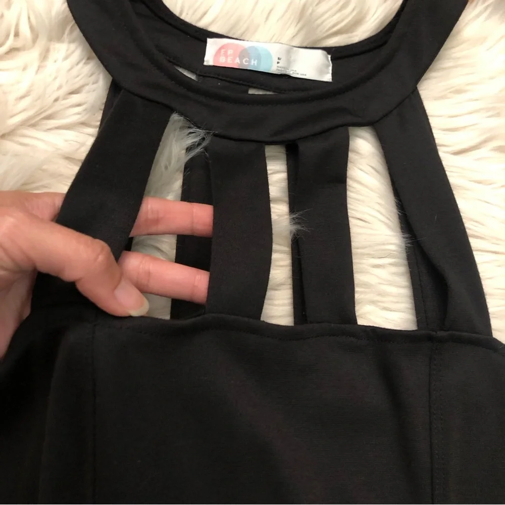 Free People Beach Black Cage Neck Cut Out Skater Womens Dress, size S